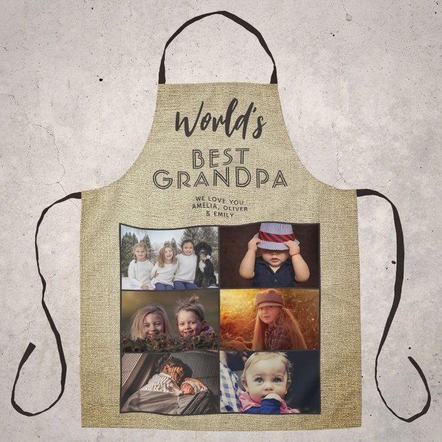 Tablier Meilleur grand-père du monde Rustic Custom 6 Photo (Créateur téléchargé)