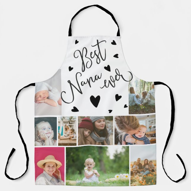 Tablier Meilleur Nana jamais coeur photo collage grille (Recto)