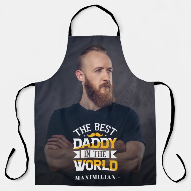 Tablier Meilleur papa dans le monde nom & photo (Recto)
