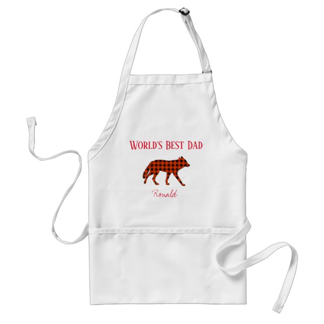 Tablier Meilleur papa Lumberjack Plaid Wolf du monde (Devant)