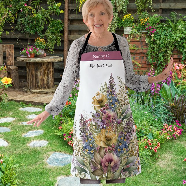 Tablier Meilleure grand-mère jamais Floral Flower Angel (Créateur téléchargé)