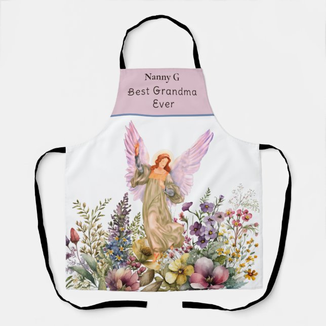 Tablier Meilleure grand-mère jamais Floral Flower Angel (Recto)