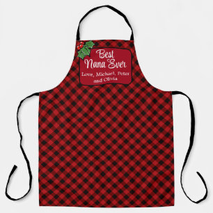 Tablier Meilleure maman de Noël classique Red Plaid Holly