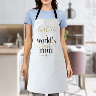 Tablier Meilleure Maman du Monde Personnalisée Noir et Or