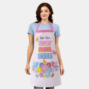 Tablier Meilleure Maman Jamais Groovy Floral Pastel Fête d