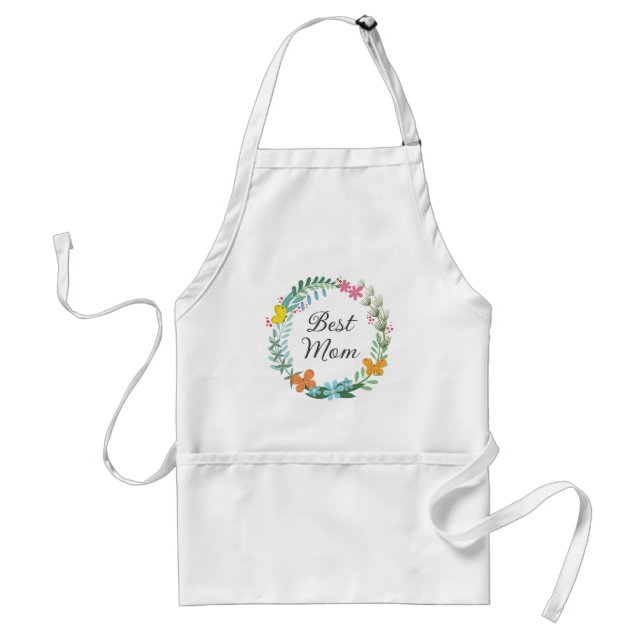 Tablier Meilleure maman Mère Floral Papillon Vert Végétati (Devant)
