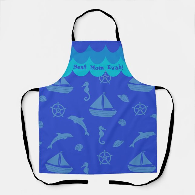 Tablier Meilleure maman Motif nautique Apron (Recto)