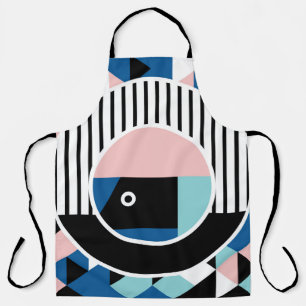 Tablier Memphis abstract poster design. Face geometric mak