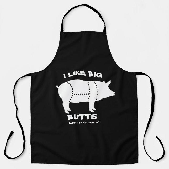 Tablier Mens BBBQ Grill Apron, J'Aime Gros Beurre Pun De P (Recto)