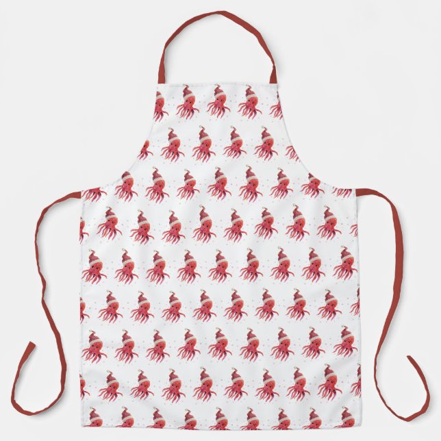 Tablier Mer octopique mignonne et salutations Santa Hat (Recto)