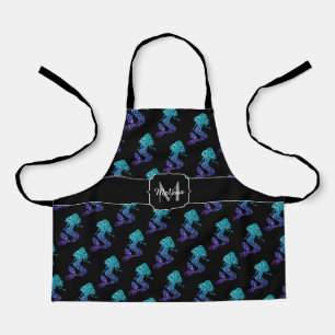 Tablier Mermaid aqua bleu ombre motif Monogramme