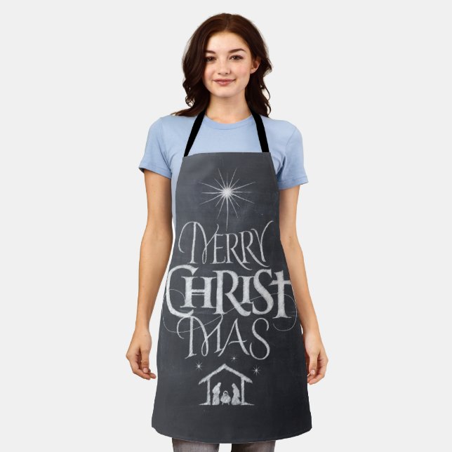 Tablier Merry CHRISTmas Christian Chalkboard Calligraphie (Porté)