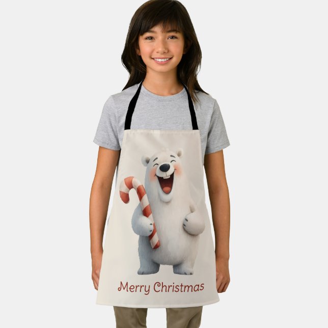 Tablier Merry Christmas Cute Polar Bear Design (Insitu)