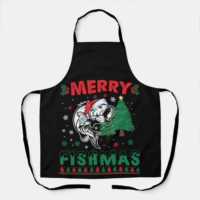 Tablier Merry Fishmas Pêche Papa Pêcheur Pêcheur Noël (Recto)