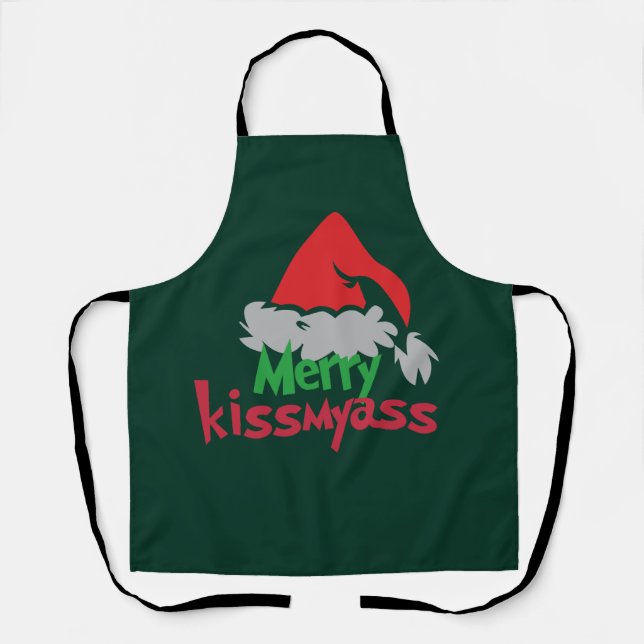 Tablier Merry Kissmyass Funny Christmas Apron (Recto)