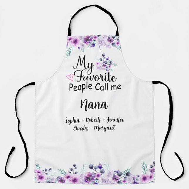Tablier Mes Gens Préférés M'Appelent Nana | Nom des petits (Recto)