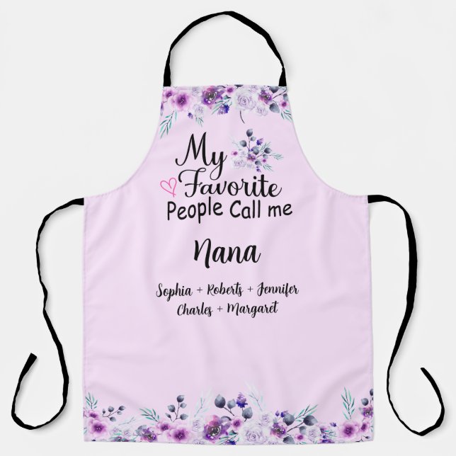 Tablier Mes Gens Préférés M'Appelent Nana | Nom des petits (Recto)