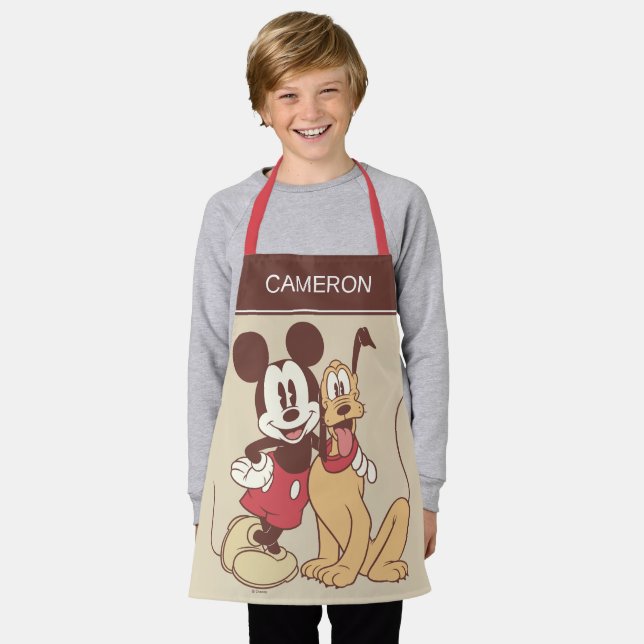 Tablier Mickey et Pluto classiques (Porté)