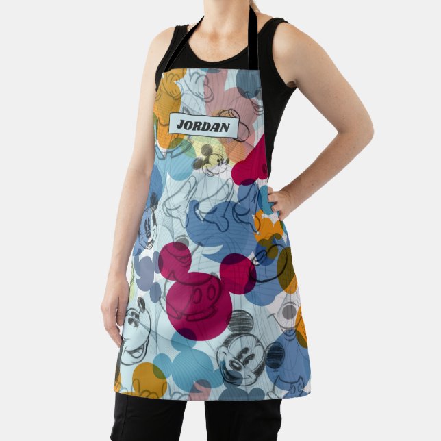 Tablier Mickey & Friends | Motif d'esquisse de tête de sou (Insitu)