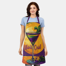 Mid Century Mardi Gras Sunset Fleur De Lis Martini