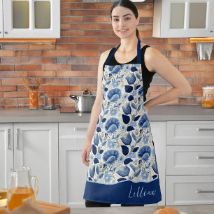 Tablier Midnight Delft Garden Vintage Botanique Bleu