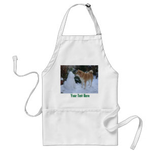 Tablier mignon akita chien embrasser bonhomme de neige aki