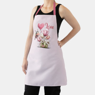 Tablier Mignon amour de coeur ballon abeille fleurs de pri
