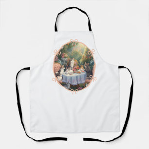 Tablier Mignon Chat Rose Thé Party Design Féminin Nœud
