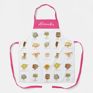 Tablier Mignonne gâteau dessert motif rose personnalisé