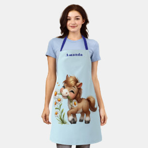 Tablier Mignonne Pony Mange Manger Des Marguerites