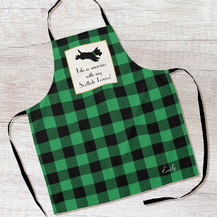 Tablier Mignonne Scottie Chien Buffalo Plaid Green