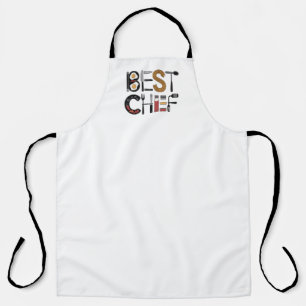 Tablier Minimaliste "BEST CHEF" Outils de cuisine Typograp