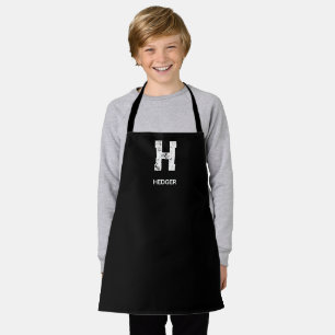 TABLIER MINIMALISTE BLANC UN MONOGRAMME À UNE LETTRE NOM N