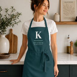 Tablier Minimaliste Fumée Vert moderne Grand initial