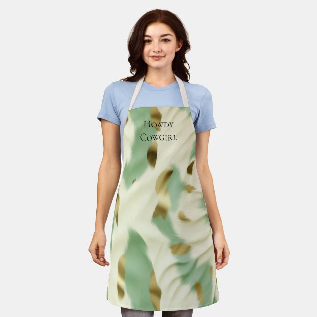 Tablier Mint Green Cream Gold Cowhide (Porté)