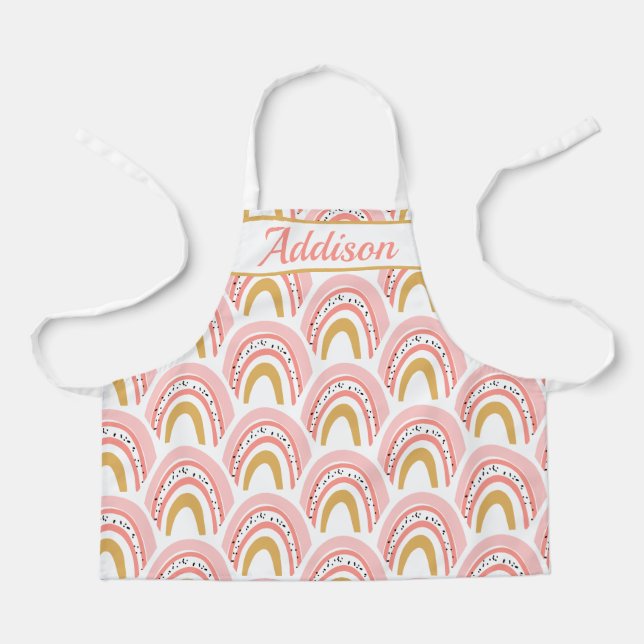 Tablier Modèle arc-en-ciel rose personnalisé (Recto)