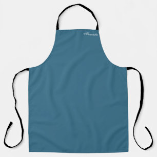 Tablier Modèle bleu turquoise moderne, Script blanc
