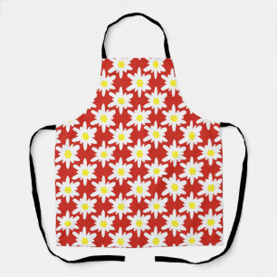 Tablier Modèle de fleurs blanches Edelweiss en rouge