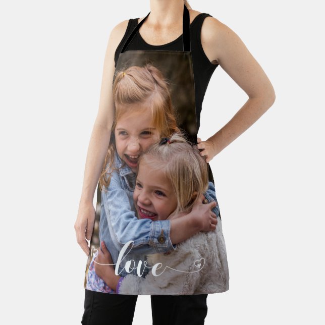 Tablier Modèle de photo personnalisé Famille Amour Script (Insitu)