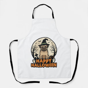 Tablier Modèle de T-shirt vintage Pug Joyeux Halloween Cha
