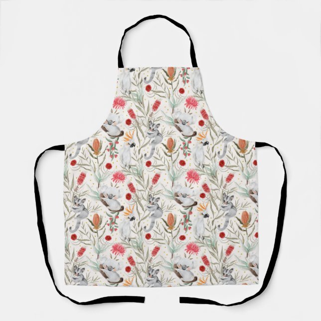 Tablier Modèle Floral australien Koalas Possum Cockatoos (Recto)