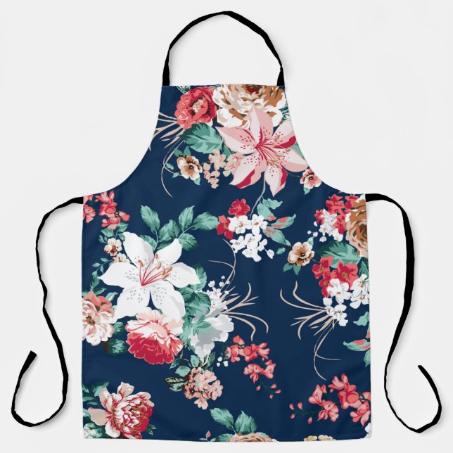 Tablier Modèle floral avec roses et petites fleurs avec v (Recto)