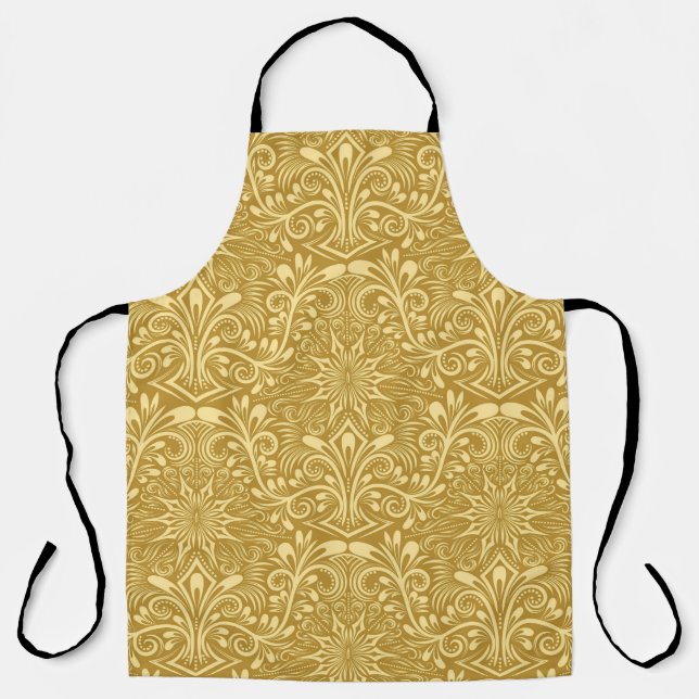 Tablier Modèle Floral Baroque Damas d'or (Recto)