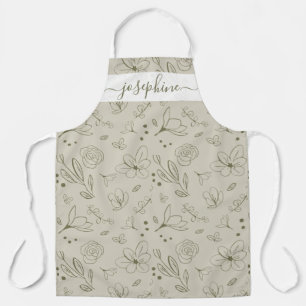 Tablier Modèle floral de ton de terre personnalisé