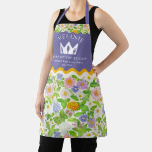 Tablier Modèle floral fleur sauvage Reine de la cuisine