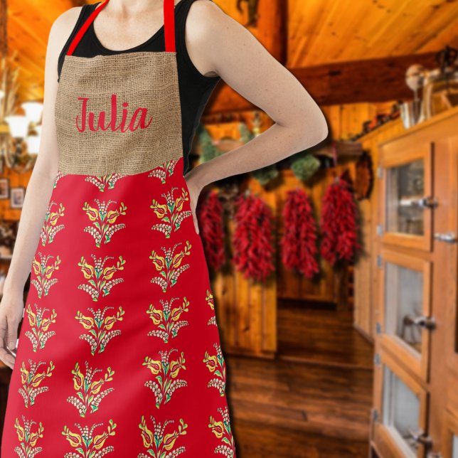 Tablier Modèle floral hongrois en rouge (Créateur téléchargé)