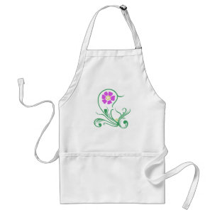 Tablier Modèle floral vert pourpre