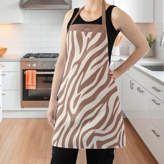 Tablier Modèle Zebra-Mocha Mousse (Zebra Pattern-Mocha Mousse Apron)