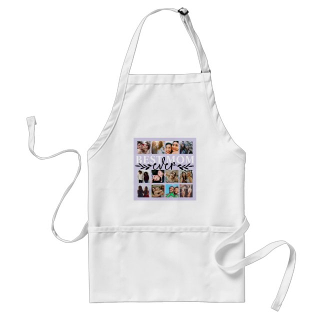 Tablier Modern Best Mom Ever Purple Photo Collage (Devant)
