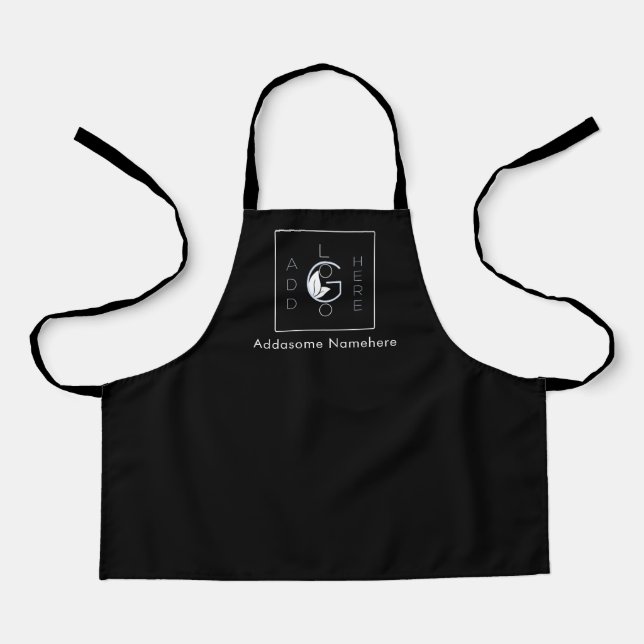 Tablier Modern Black Ajouter Votre Logo Business Marketing (Recto)